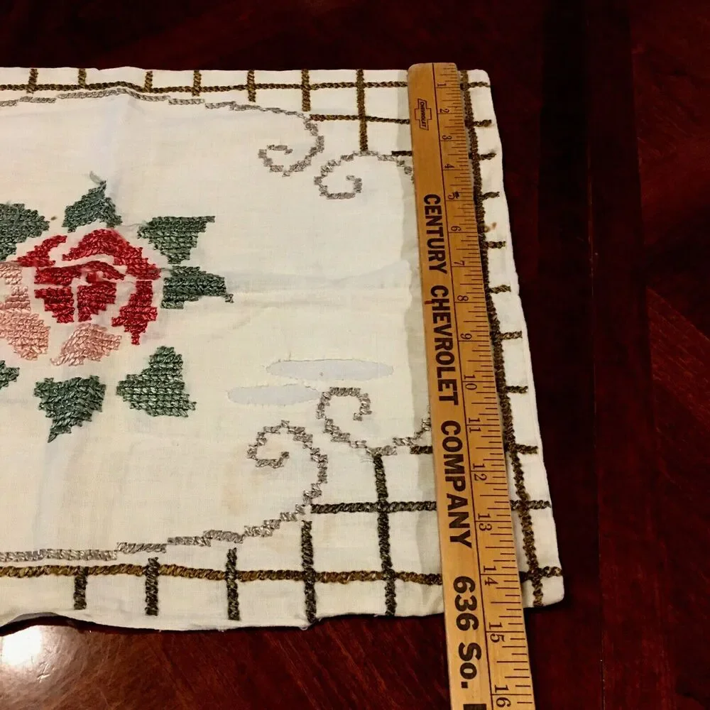 Antique Vintage Pillow Cover Embroidery Accent Pillow